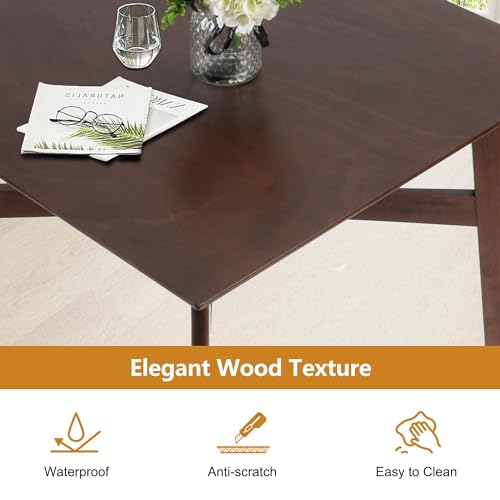 LUCKYERMORE 5 Piece Counter Height Dining Table Set with 4 Bar Stools Mid Century Kitchen Dining Room Pub Table and Chairs for 4 Wood Dinette Set, Walnut