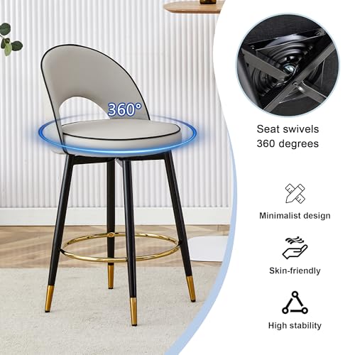 LUFTUT Counter Height Dining Table Set for 4,Pub Bar Table & Grey 360°Swivel Counter Stools,Glass Bar Table and Chairs Set,Tall Kitchen Table Set for Kitchen,Pub,Breakfast Nook…