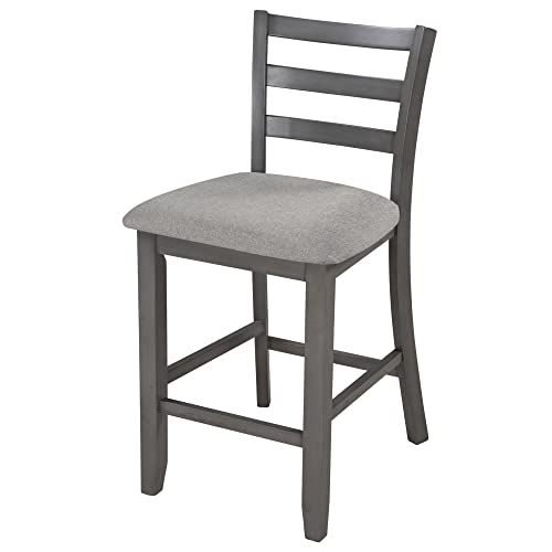 Merax Wood Counter Height Dining Table Set with Storage Table and Padded Chairs for Small Space, 5 Piece Kitchen Dining Room Furniture Table Set