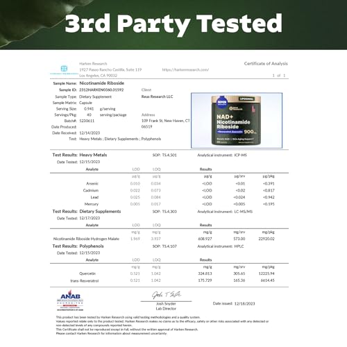 Reus Research Liposomal NMN, Resveratrol, Quercetin Capsules - Anti-Aging