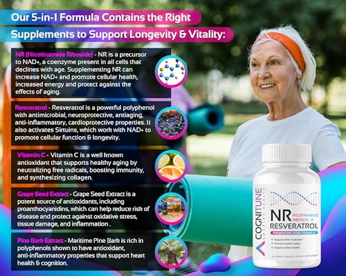 5-in-1 Anti-Aging NR + Resveratrol Supplement for Vitality