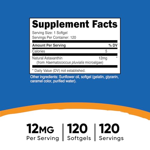 Nutricost Astaxanthin 12mg, 120 Softgels, Non-GMO