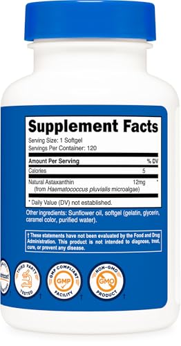 Nutricost Astaxanthin 12mg, 120 Softgels, Non-GMO