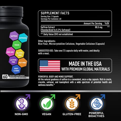 Pure Saffron Extract for Mood, Focus, Energy Boost