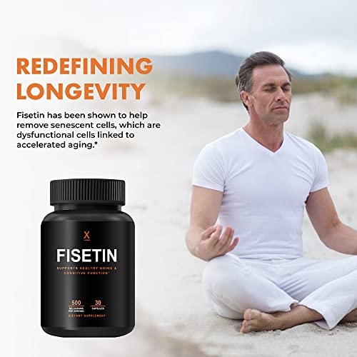 500mg Pure Fisetin Capsules - USA Made, Non-GMO