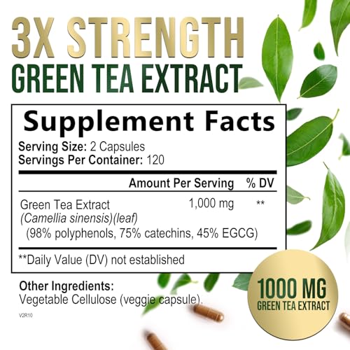 Green Tea Extract Capsules 1000mg - 3X Strength