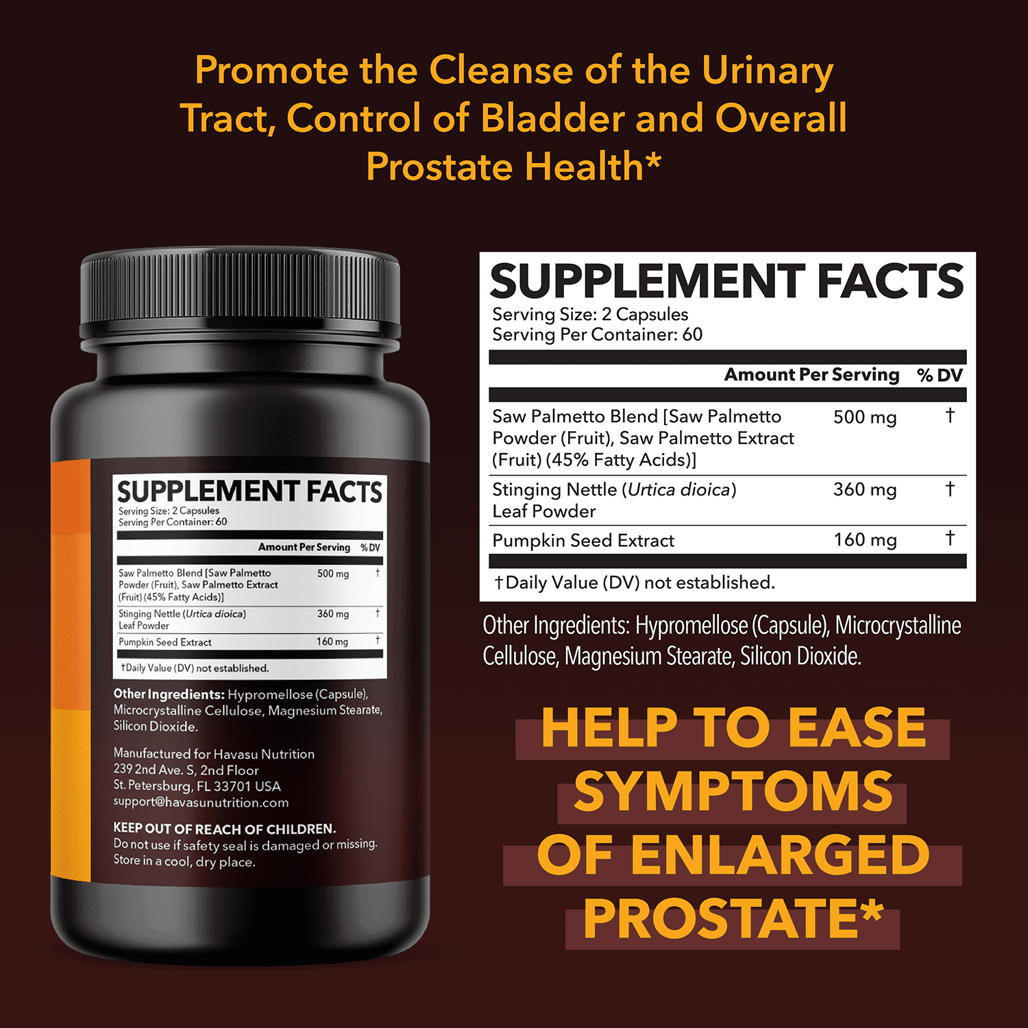 Potent Prostate Health Capsules with Saw Palmetto