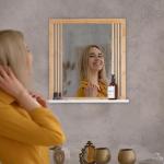 Bambus Wandspiegel mit Ablage und natürlichem Design