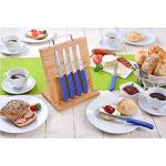 Bambus Magnet-Messerhalter mit blauen Brötchenmessern