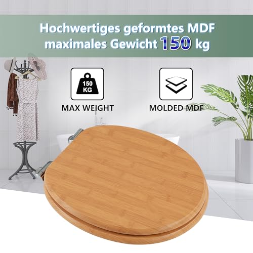 SAINOS Bambus WC Sitz mit Absenkautomatik, Holzdeckel, Qualität