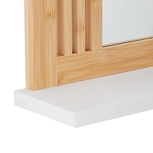 Bambus Wandspiegel mit Ablage und natürlichem Design