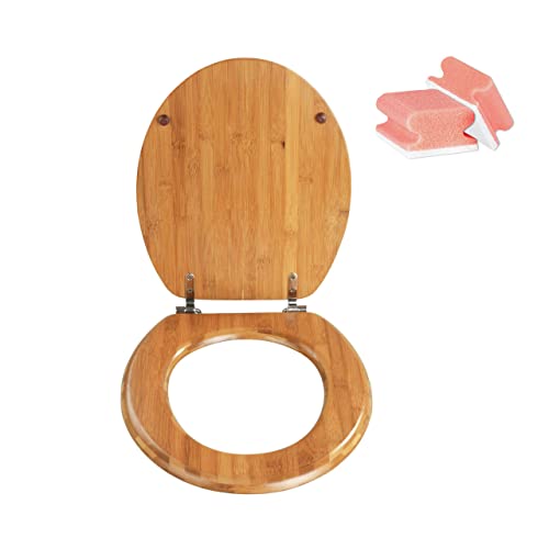 Bambus WC-Sitz, langlebiger Toilettensitz, Edelstahlbefestigung, dunkelbraun