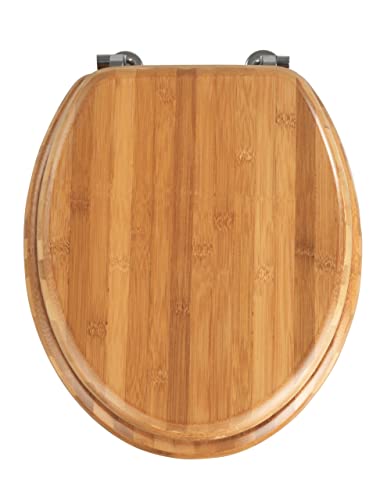 Bambus WC-Sitz, langlebiger Toilettensitz, Edelstahlbefestigung, dunkelbraun