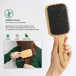 Professional Bambus Paddel Haarbürste mit Wildschweinborsten und Nylonstiften