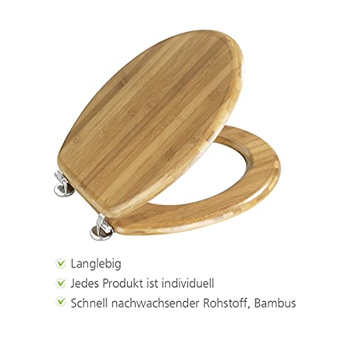Bambus WC-Sitz, langlebiger Toilettensitz, Edelstahlbefestigung, dunkelbraun