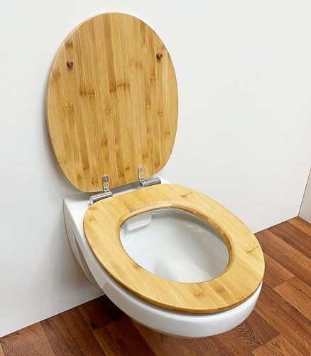 Dunkler Bambus-WC-Sitz mit Soft-Close-Scharnier