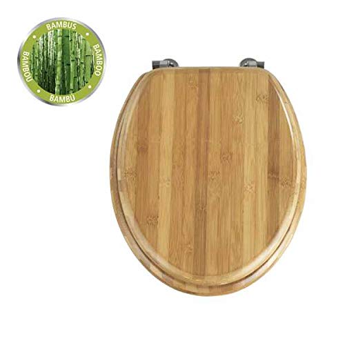 Bambus WC-Sitz, langlebiger Toilettensitz, Edelstahlbefestigung, dunkelbraun