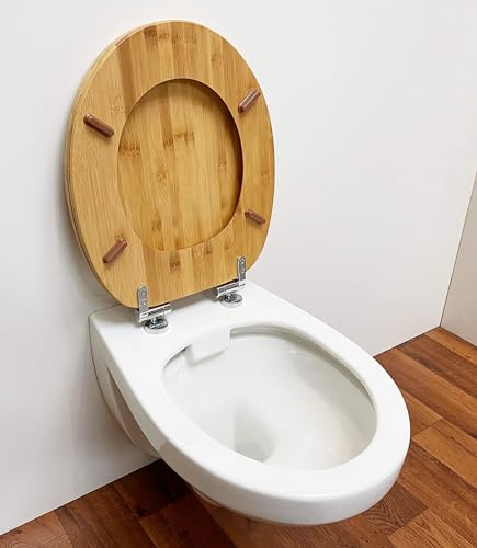 Dunkler Bambus-WC-Sitz mit Soft-Close-Scharnier