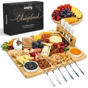 SMIRLY Bambus Käsebrett- und Messerset, Wurstbrett-Set