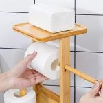 Yorbay Bambus WC-Garnitur mit Papierhalter und Ablage