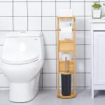 Yorbay Bambus WC-Garnitur mit Papierhalter und Ablage