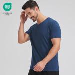 Bambus Herren V-Neck T-Shirt in Pacific Blue