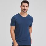 Bambus Herren V-Neck T-Shirt in Pacific Blue