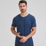 Bambus Herren V-Neck T-Shirt in Pacific Blue