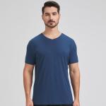 Bambus Herren V-Neck T-Shirt in Pacific Blue