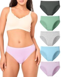 Bambus Damen Slips 5er Set, hochgeschnitten, atmungsaktiv