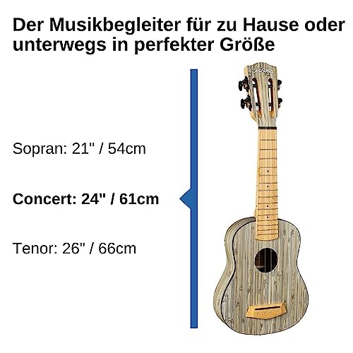 Bambus Graphit Konzert Ukulele mit Zubehör