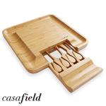 Casafield Bio-Bambus Käsebrett & Messer Geschenkset mit Schublade