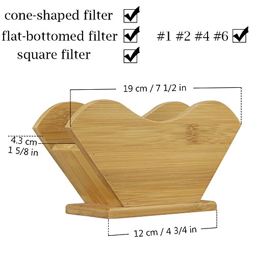 Unibene Bambus Kaffeefilter Ständer, Spender, Halter Regal
