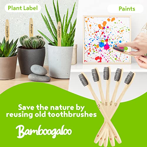 BAMBOOGALOO Premium Bambus Zahnbürsten & Gratis Wattestäbchen