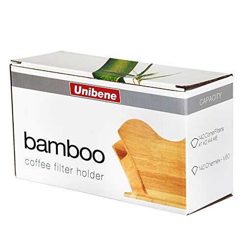 Unibene Bambus Kaffeefilter Ständer, Spender, Halter Regal