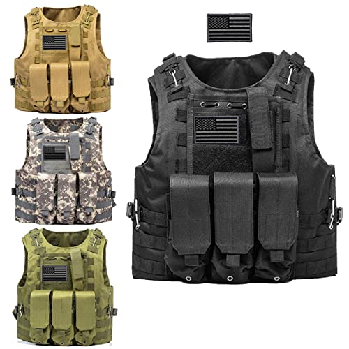 AZB Tactical Vest, Lightweight Airsoft Vest, Adjustable Paintball Vest with Removable Pouch