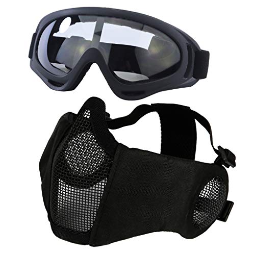 Foldable Airsoft Mask with Goggles & Ear Protection