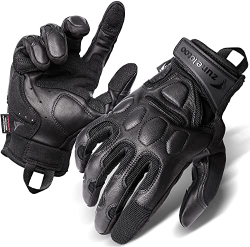Leather Touchscreen Motorcycle Tactical Gloves - Large