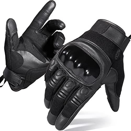 WPTCAL Tactical Touchscreen Full Finger Gloves for Men Motorcycle Airsoft Paintball Cycling Motorbike ATV Bike Camping Climbing Hunting Hiking Riding Racing Work Outdoor Sport Black S