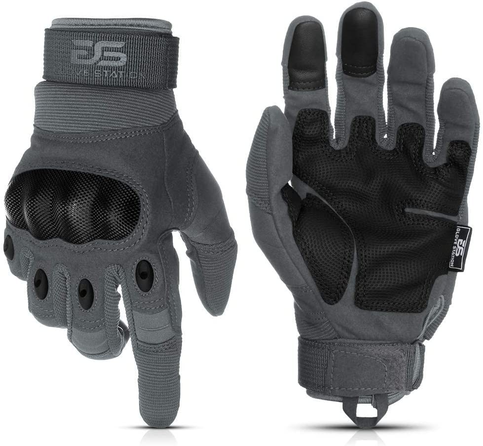 Tactical Motorcycle Gloves with Touchscreen - Gray, Large