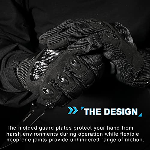 wtactful Touchscreen Motorcycle Tactical Gloves for Men for Airsoft Paintball Cycling Motorbike MTB Bike ATV Hunting Hiking Riding Work Outdoor Sport Work Gloves Black Large