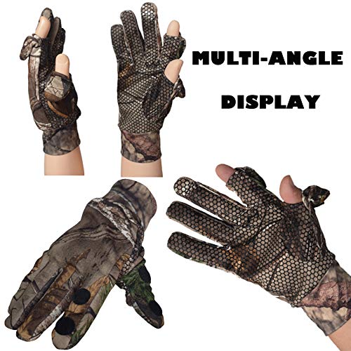 Camo Hunting Gloves Lightweight Pro Anti-Slip Shooting Gloves Breathable Full Finger/Fingerless Gloves Outdoor Hunting Camouflage Gear Archery Accessories for Turkey Deer Hunting Fishing Airsoft