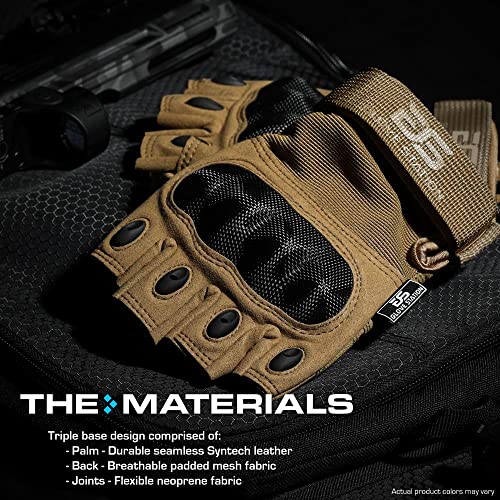Glove Station- Fingerless Knuckle Tactical Gloves for Men - Motorcycle Gloves for Tactical Shooting, Airsoft, Hunting, and Hiking