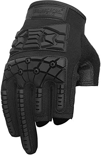 Seibertron T.T.F.I.G 2.0 Men's Tactical Gloves Flexible Rubber Knuckle Protective for Hunting Hiking Airsoft Paintball Motorcycle Motorbike Riding Outdoor Gloves Black M