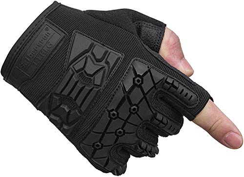 Seibertron T.T.F.I.G 2.0 Men's Tactical Gloves Flexible Rubber Knuckle Protective for Hunting Hiking Airsoft Paintball Motorcycle Motorbike Riding Outdoor Gloves Black M