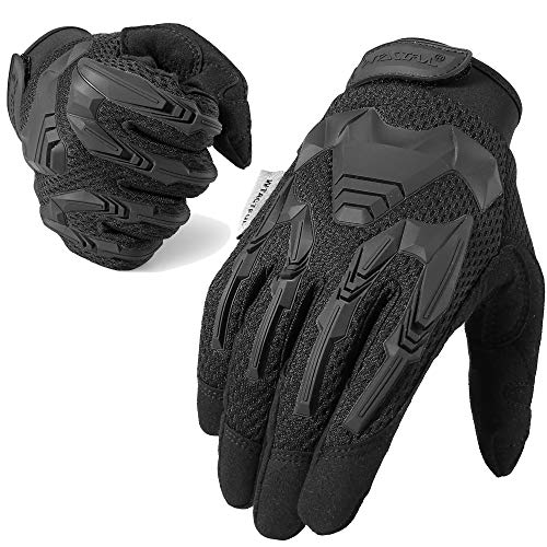 wtactful Rubber Guard Full Finger Tactical Gloves for Airsoft Paintball Hunting Hiking Bicycle Cycling Motorbike MTB Mountain Bike Motorcycle Riding Driving Climbing Work Black Medium
