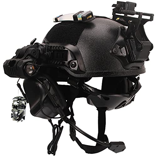 AQzxdc Military Helmet Set, wiht Tactical Headset & Goggles and NVG Mount Tactical Gear Combination, for Airsoft Protective Outdoor Paintball Cosplay,Sets c