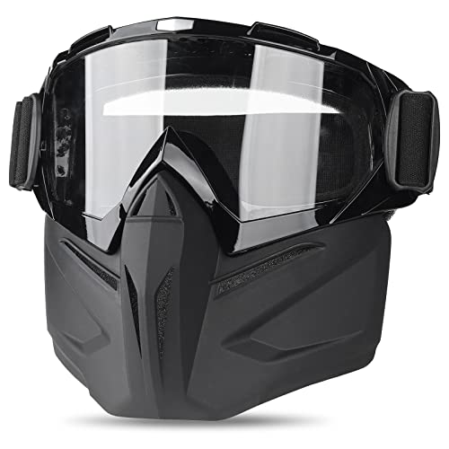 VPZenar Airsoft Mask Full Face,Protective Gear Compatible with Helmet for Men Women Kids Youth,Detachable Clear Goggles for Motorcycle ATV Dirt Bike