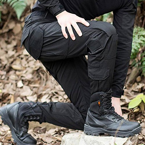 H World Shopping Military Army Tactical Airsoft Paintball Shooting Pants Combat Men Pants with Knee Pads (Black, S)