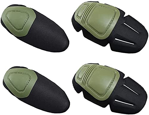 FIRECLUB Tactical Protective G3 Combat 2 Knee Pads and 2 Elbow Pads for Military Airsoft Hunting Clothing/Pants (Green)